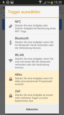 Trigger auswählen hier:NFC