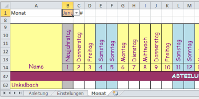 Tabellenblatt Monat mit Besch�ftigtenliste