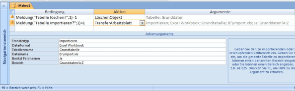 Altion TransferArbeitsblatt unter Access 2007