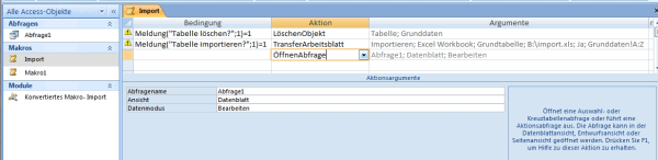 Access 2007 Aktion ÖffnenAbfrage
