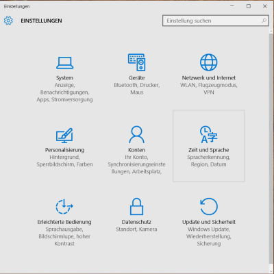 Einstellungen Windows 10