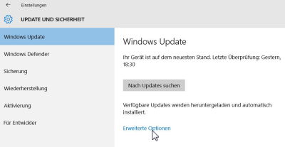 Windows Update - Erweiterte Optionen