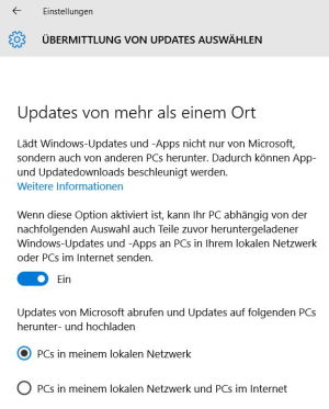 Einstellungen->Updates->�bermittlung von Updates ausw�hlen