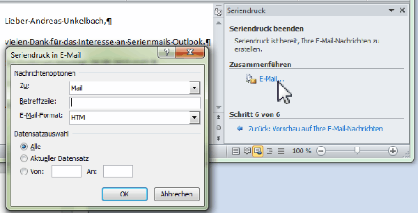 Seriendruck in E-Mail Seriendruck in E-Mail