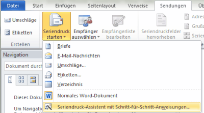 Seriendruck Assistent mit Schritt f�r Schritt Anleitung
