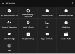 Video2brain Bibliothek Hauptübersicht