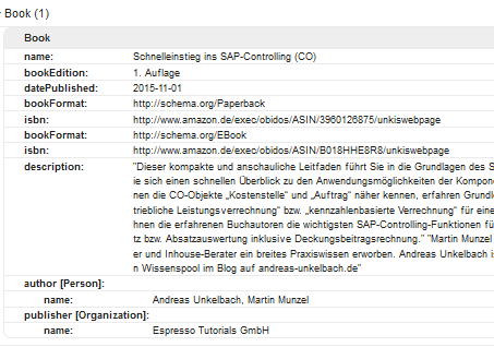 Schema.org Artikelbeschreibung Buch