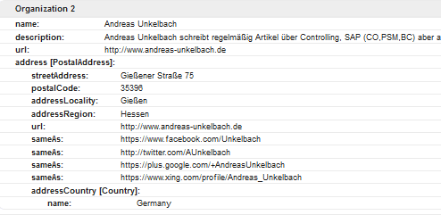 Schema.Org Organisationsdaten