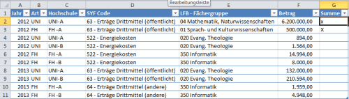 Grundtabelle Einzeldaten nach Jahr und Art