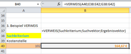 Formel Verweis mit Suchvektor und Ergebnisvektor