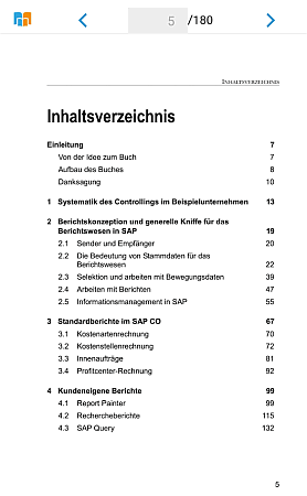 Inhalte ansehen Inhaltsverzeichnis eines Buches mit Seitennavigation