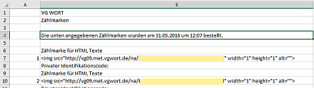 VG Wort Marken HTML Text Spalte B