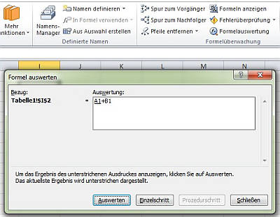 Formel schrittweise auswerten in Excel