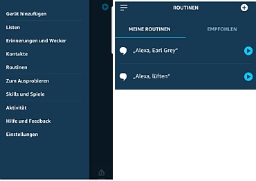 Beispiel an Routinen in Alexa