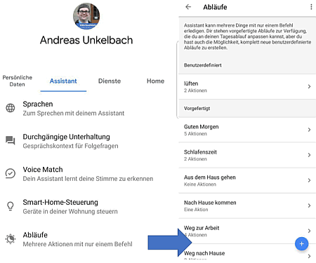 Google Home Ablauf festlegen
