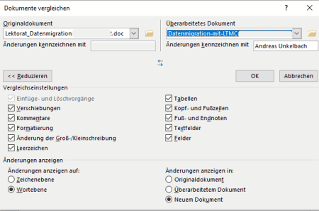 Dokumente vergleichen