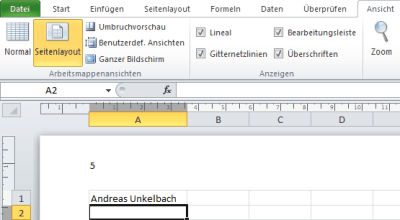 Excel Seitenlayout