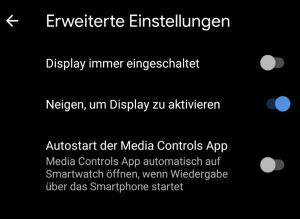 Erweiterte Einstellungen - Android Wear App