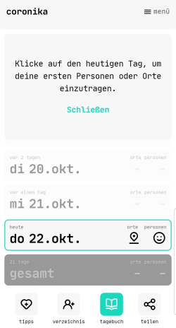 Coronika Hauptfenster - Tagebuch Coronika Hauptfenster - Tagebuch