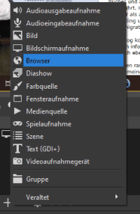 Open Broadcast Studio weitere Quellen