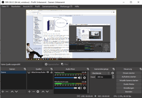 Anwendung Open Broadcast Studio (OBS)