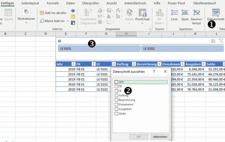 Datenschnitt ab Excel 2013 bei als Tabelle formatierte Daten Datenschnitt ab Excel 2013 bei als Tabelle formatierte Daten