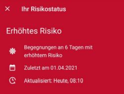 Corona Warn App - Roter Risikostatus Corona Warn App - Roter Risikostatus