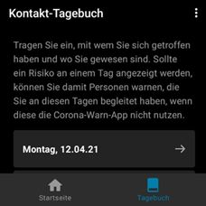 Corona Warn App - Tagebuch