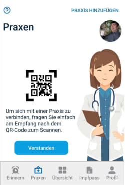 Verbinden mit Praxis per QR Code