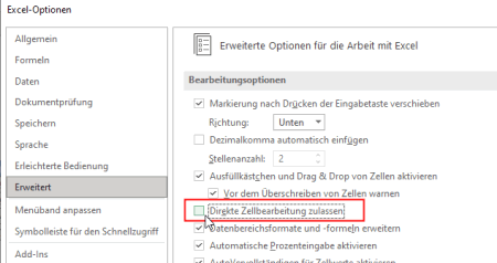 Direkte Zellbearbeitung nicht zulassen Direkte Zellbearbeitung nicht zulassen