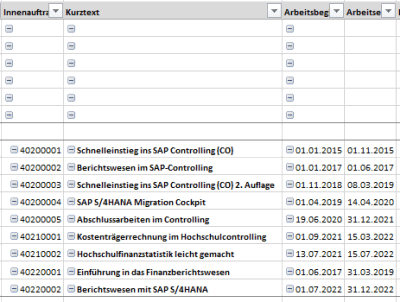 Auftrag mit Kurztext und Laufzeit