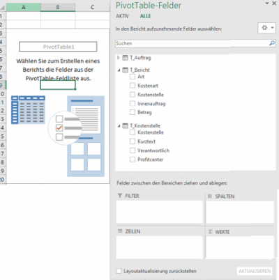 Pivot Tabelle - Feldliste auf Basis Datenmodell