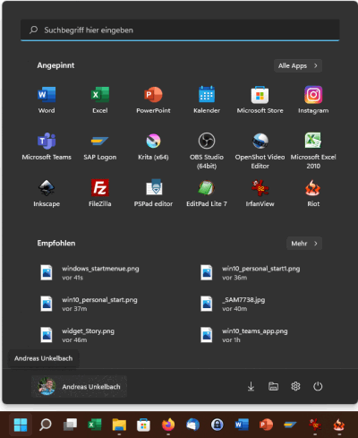 Windows 11 - Startmenue