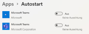 Einstellungen Apps Autostart