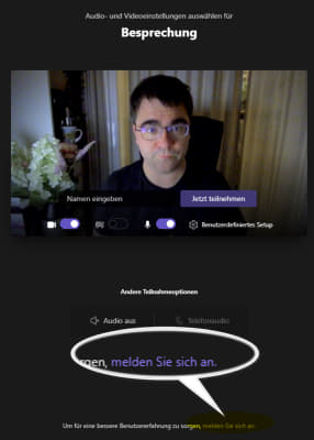 Anmelden bei Besprechung von MS Teams Anmelden bei Besprechung von MS Teams