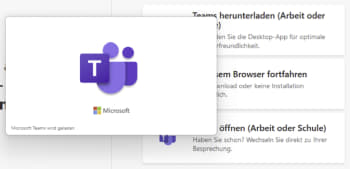 Teams startet bei Einladungslink zu Teamssitzung