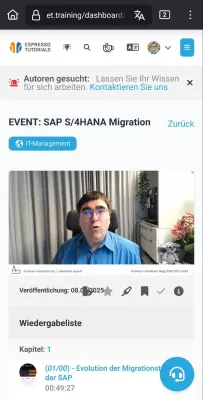 Screenshot der Aufnahmen vom Infotag Event SAP S4HANA Migration