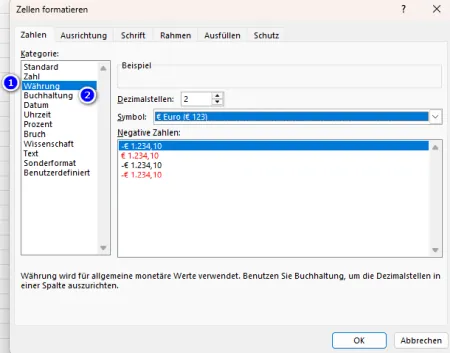 Excel Zelle formatieren per rechter Maustaste