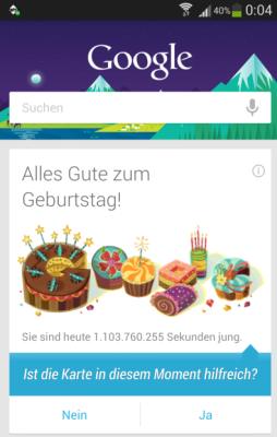 Geburtstagskarte von Google Now