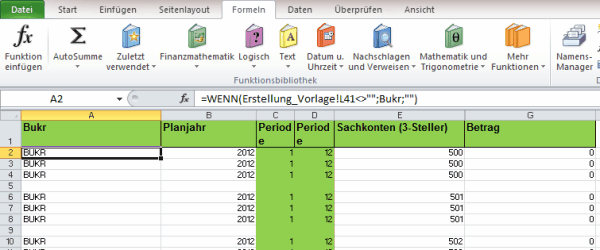 Grundliste mit Leerzeichen