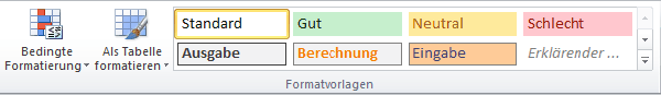 Formatvorlagen im Ribbon Start