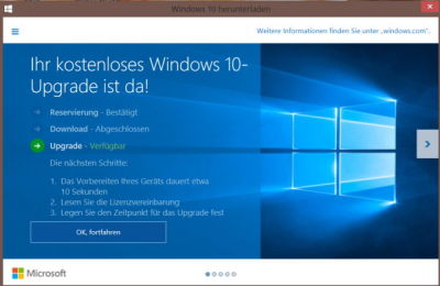 Windows 10 Upgrade Reservierung