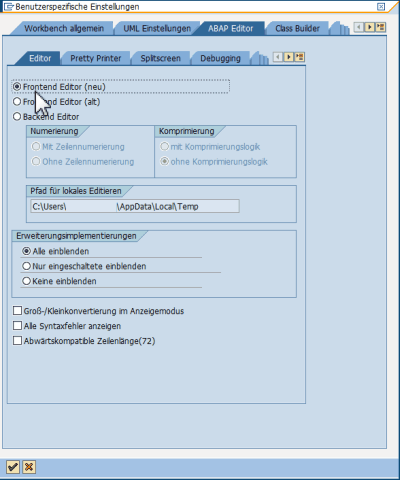 ABAP Editor - Editor - Frontend Editor (neu)
