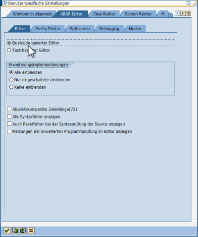 ABAP Editor - Editor - Quellcode-basierter Editor