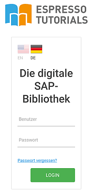 Anmeldung und Sprachauswahl der App zur digitalen SAP-Bibliothek
