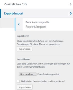 Customizer Export Import