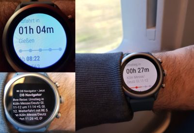 Bahnfahrt mit Smartwatch