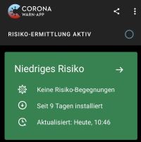 Corona Warn App - Niedriges Risiko