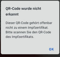 CovPass QR-Code wurde nicht erkannt