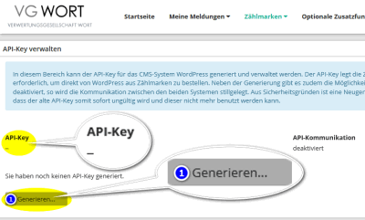 VG Wort API-Key verwalten